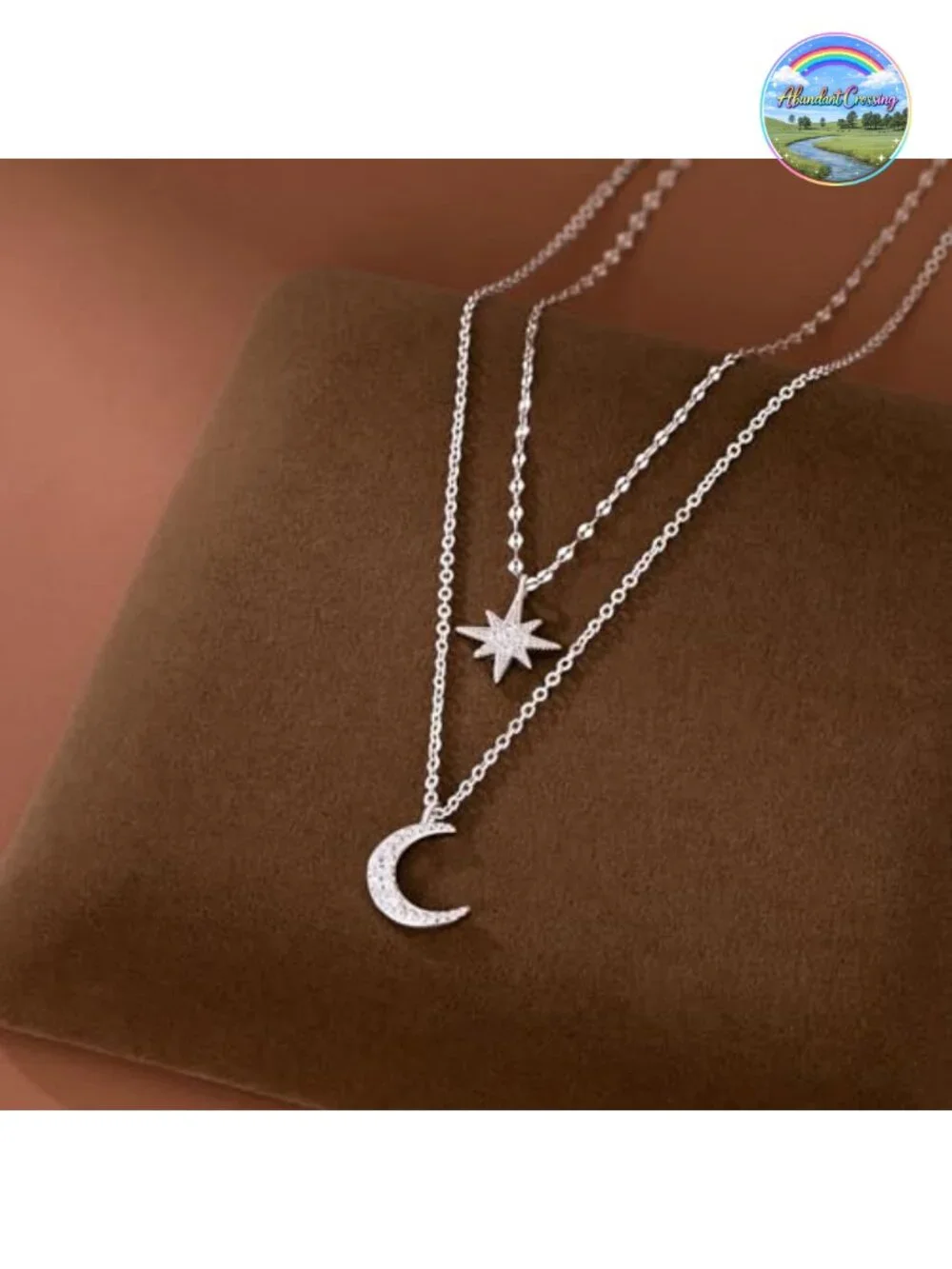 925 Sterling Silver Star Moon Layered Choker Necklace